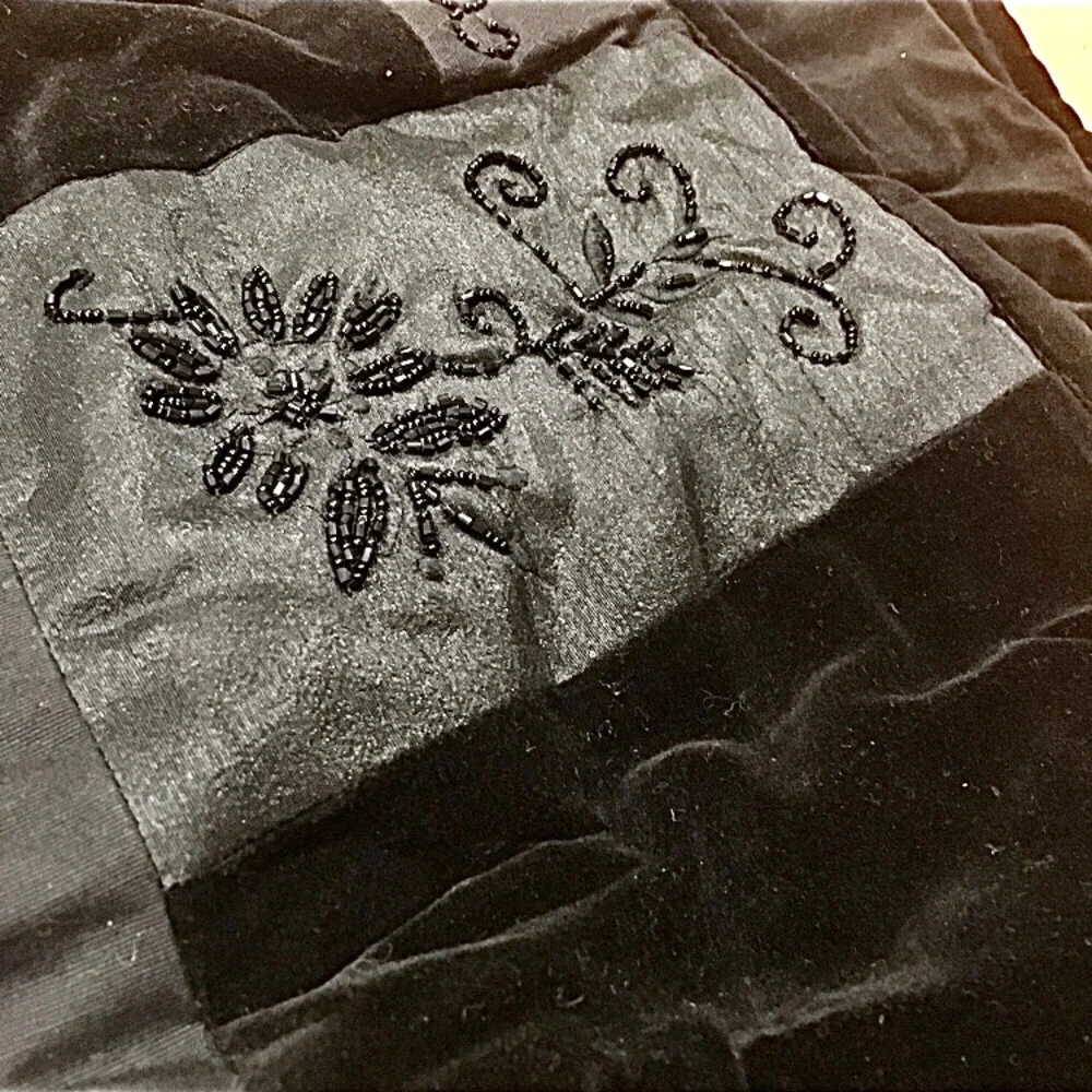 Ralph Lauren New Bohemian Quilt Beaded black Velvet European Sham